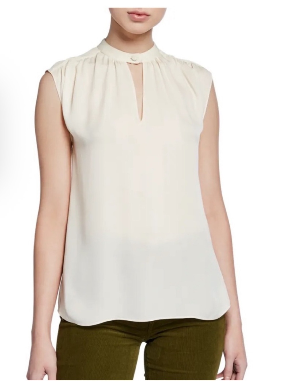 Veronica Beard Ivory Sleeveless Keyhole Camisole
